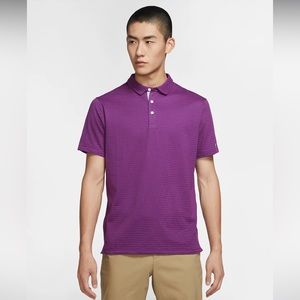 Nike Dri Fit Mens Golf Polo Size XL Purple Striped Standard Fit